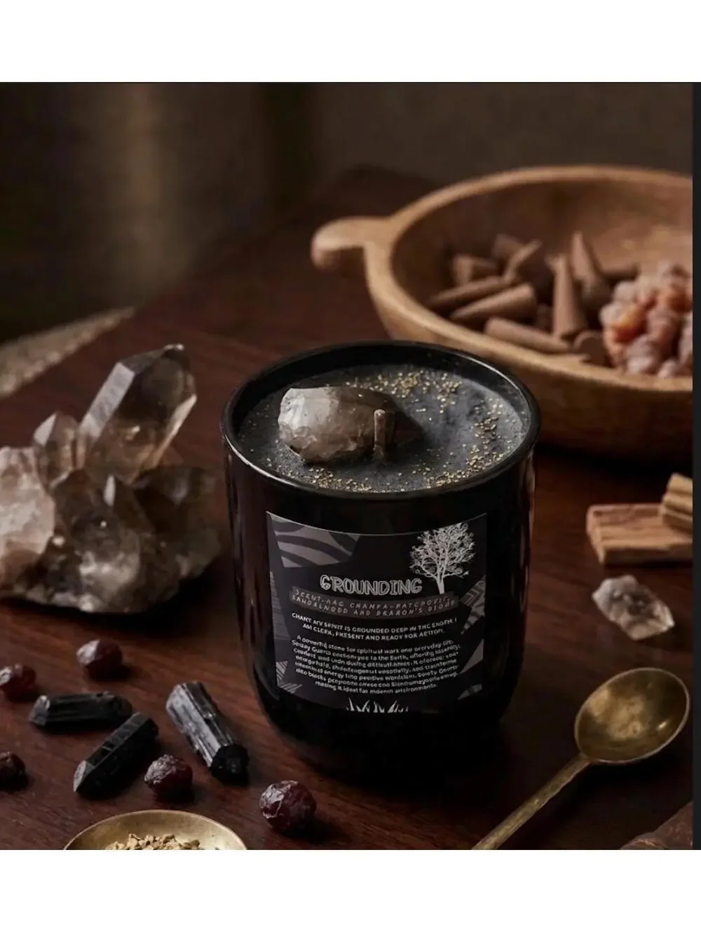 Grounding Candle, Smoky Quartz Candle, Reiki Infused Candle